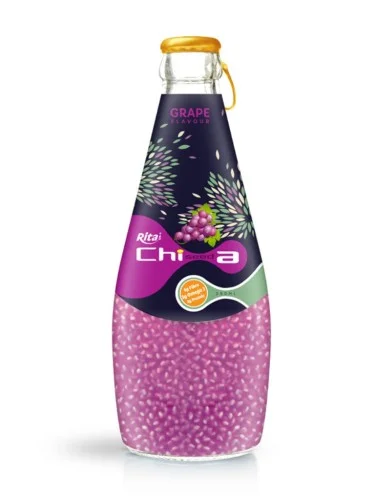 290毫升玻璃瓶装葡萄味奇亚籽饮料