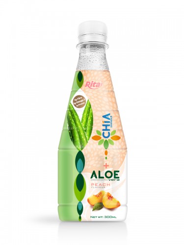 300ml Pet bottle Peach flavor Chia Seed with Aloe Vera Drink