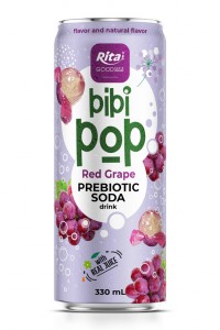 Bibi Pop Prebiotic Soda drink with real red grape juice 330ml sleek can