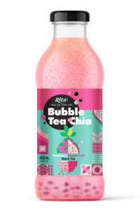 Bubble Tea with Chia seed  raspberry dragon fruit black tea 400ml