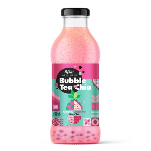 最优质珍珠奶茶配奇亚籽和火龙果 400 毫升玻璃瓶