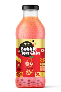 奇亚籽樱桃木槿珍珠奶茶 400ml 玻璃瓶