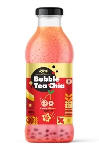 奇亚籽樱桃木槿珍珠奶茶 400ml 玻璃瓶