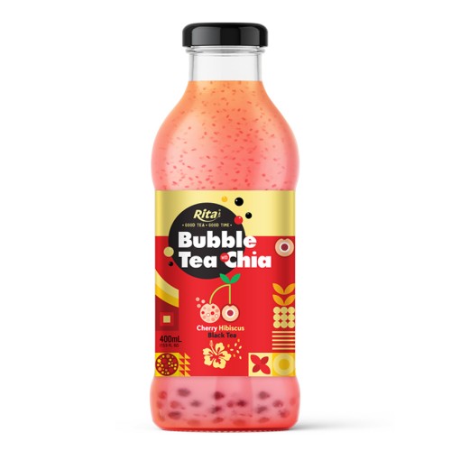 奇亚籽樱桃木槿珍珠奶茶 400ml 玻璃瓶