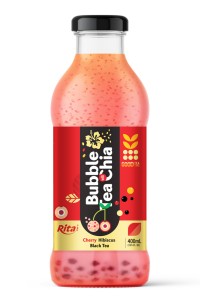 奇亚籽樱桃木槿珍珠奶茶 400ml 玻璃瓶