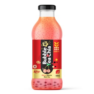 奇亚籽樱桃木槿珍珠奶茶 400ml 玻璃瓶