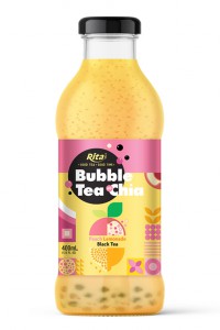 Bubble Tea with Chia seed and peach lemonade black tea 400ml 2