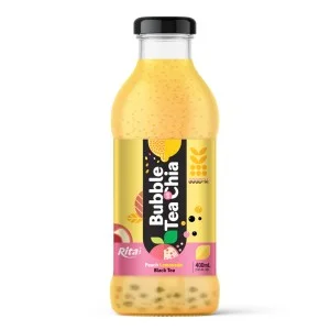 奇亚籽桃柠檬水红茶珍珠奶茶 400ml 玻璃瓶