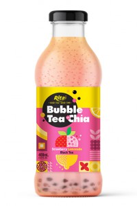 Bubble Tea with Chia seed and strawberr lemonade black tea 400ml