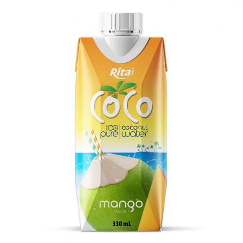 COCO 100 pure coconut water with mango flavour  330ml Paper box