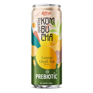 柠檬绿茶风味气泡康普茶益生元饮料