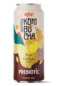 雪梨姜味益生元气泡康普茶500ml细长罐