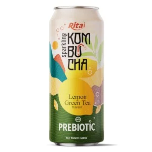 柠檬绿茶味气泡康普茶益生元饮料 500ml