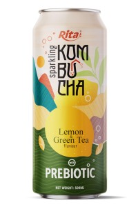 柠檬绿茶味气泡康普茶益生元饮料 500ml