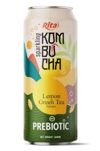 柠檬绿茶味气泡康普茶益生元饮料 500ml