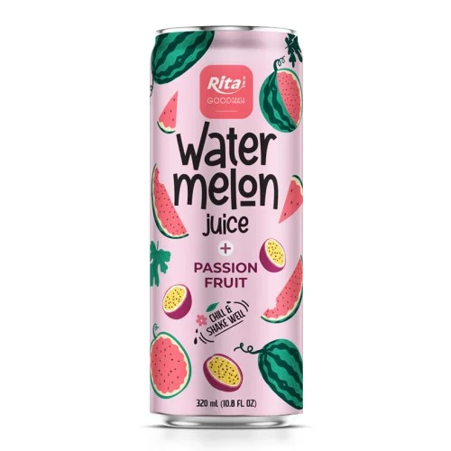 最佳 OEM 320 毫升光滑罐装丽塔西瓜汁和百香果汁 
