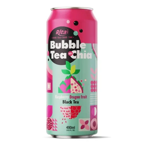 最优质奇亚籽覆盆子和火龙果珍珠奶茶 490ml 细罐装