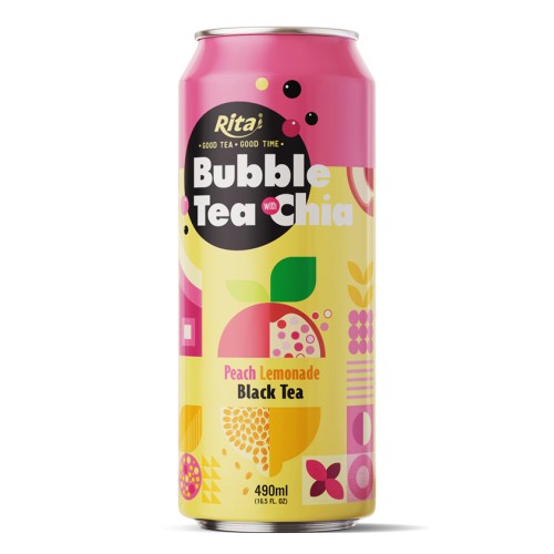 供应商珍珠奶茶奇亚籽柠檬水味 490ml 细罐装