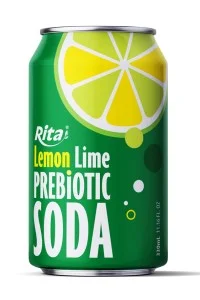 Lemon Lime Prebiotic Soda 330ml short can