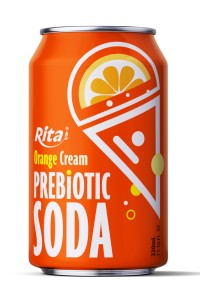 Orange Cream flavor Prebiotic Soda 330ml short can