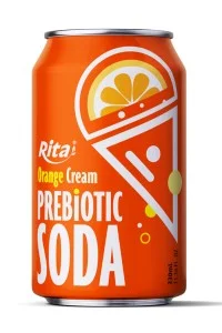 Orange Cream flavor Prebiotic Soda 330ml short can